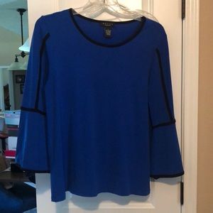 Dressy Royal Blue Blouse with Black Piping